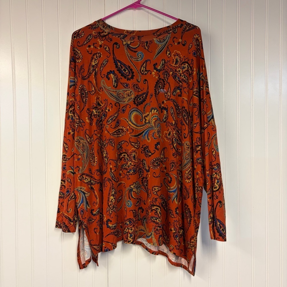 Maurice’s Rust Paisley Long-Sleeve Women’s Top 1X